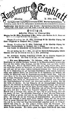 Augsburger Tagblatt Montag 21. März 1870