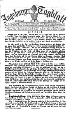 Augsburger Tagblatt Mittwoch 27. April 1870