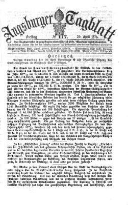 Augsburger Tagblatt Freitag 29. April 1870