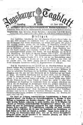 Augsburger Tagblatt Samstag 11. Juni 1870