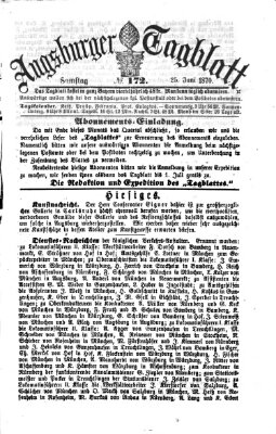 Augsburger Tagblatt Samstag 25. Juni 1870