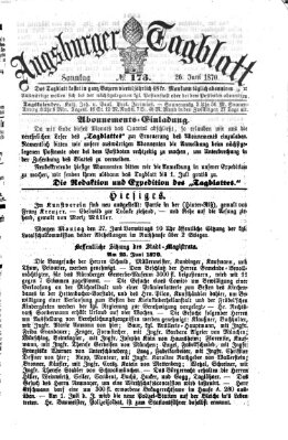 Augsburger Tagblatt Sonntag 26. Juni 1870