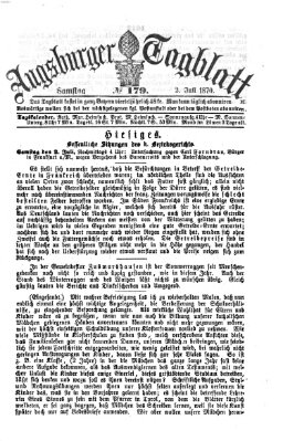 Augsburger Tagblatt Samstag 2. Juli 1870