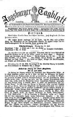 Augsburger Tagblatt Sonntag 17. Juli 1870