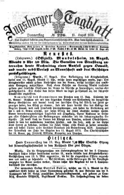 Augsburger Tagblatt Donnerstag 18. August 1870