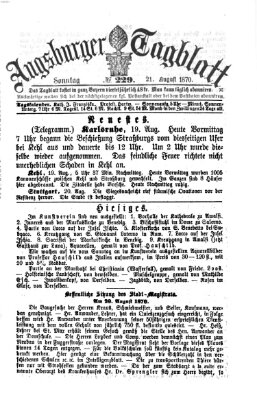 Augsburger Tagblatt Sonntag 21. August 1870