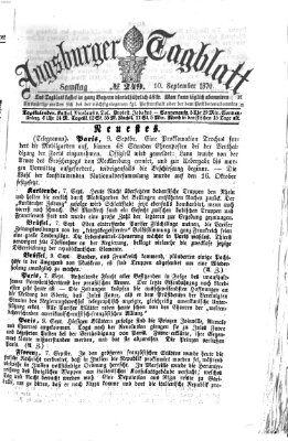 Augsburger Tagblatt Samstag 10. September 1870