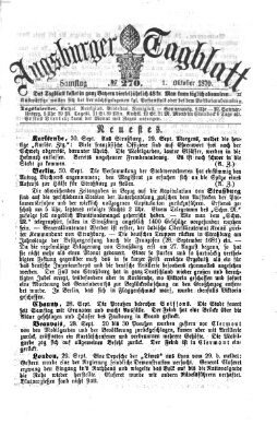 Augsburger Tagblatt Samstag 1. Oktober 1870