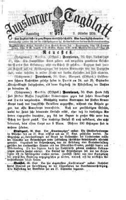 Augsburger Tagblatt Sonntag 2. Oktober 1870