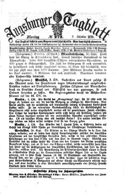 Augsburger Tagblatt Montag 3. Oktober 1870