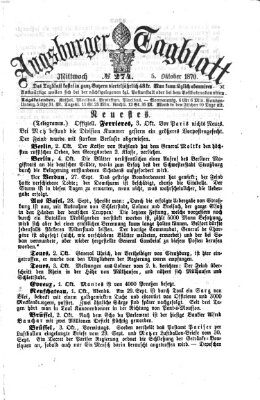 Augsburger Tagblatt Mittwoch 5. Oktober 1870