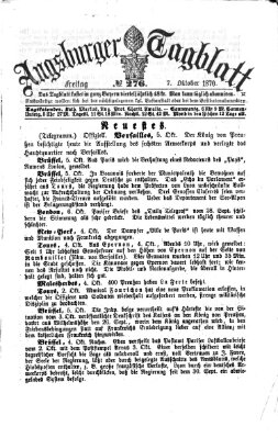 Augsburger Tagblatt Freitag 7. Oktober 1870