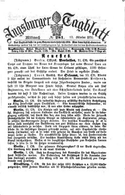 Augsburger Tagblatt Mittwoch 12. Oktober 1870