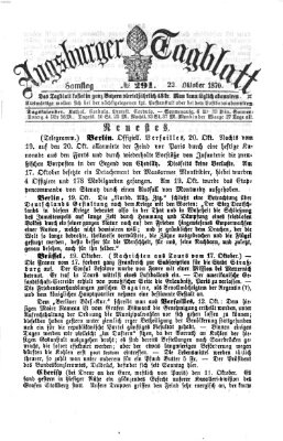 Augsburger Tagblatt Samstag 22. Oktober 1870