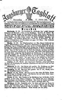 Augsburger Tagblatt Donnerstag 27. Oktober 1870