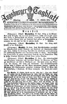 Augsburger Tagblatt Montag 31. Oktober 1870