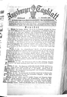 Augsburger Tagblatt Mittwoch 2. November 1870