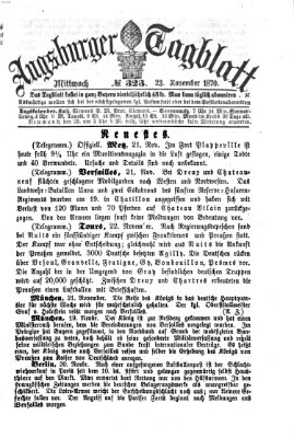 Augsburger Tagblatt Mittwoch 23. November 1870