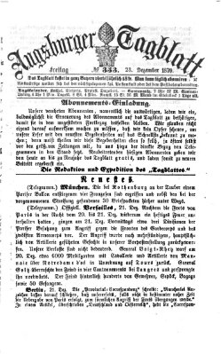 Augsburger Tagblatt Freitag 23. Dezember 1870