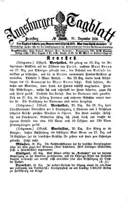 Augsburger Tagblatt Samstag 31. Dezember 1870