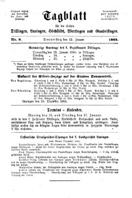 Tagblatt für die Städte Dillingen, Lauingen, Höchstädt, Wertingen und Gundelfingen Donnerstag 12. Januar 1865