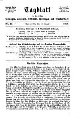 Tagblatt für die Städte Dillingen, Lauingen, Höchstädt, Wertingen und Gundelfingen Donnerstag 19. Januar 1865