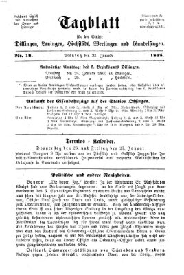 Tagblatt für die Städte Dillingen, Lauingen, Höchstädt, Wertingen und Gundelfingen Montag 23. Januar 1865