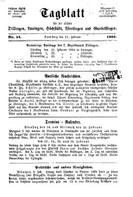 Tagblatt für die Städte Dillingen, Lauingen, Höchstädt, Wertingen und Gundelfingen Samstag 11. Februar 1865