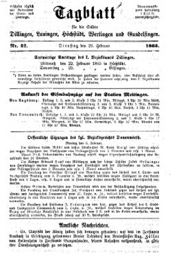 Tagblatt für die Städte Dillingen, Lauingen, Höchstädt, Wertingen und Gundelfingen Dienstag 21. Februar 1865