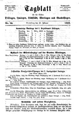 Tagblatt für die Städte Dillingen, Lauingen, Höchstädt, Wertingen und Gundelfingen Samstag 25. Februar 1865