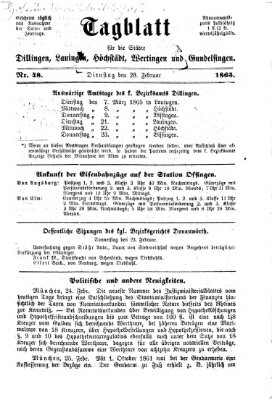 Tagblatt für die Städte Dillingen, Lauingen, Höchstädt, Wertingen und Gundelfingen Dienstag 28. Februar 1865