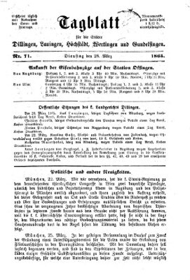 Tagblatt für die Städte Dillingen, Lauingen, Höchstädt, Wertingen und Gundelfingen Dienstag 28. März 1865