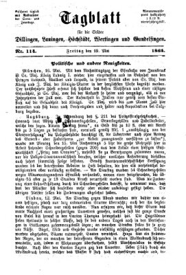 Tagblatt für die Städte Dillingen, Lauingen, Höchstädt, Wertingen und Gundelfingen Freitag 19. Mai 1865