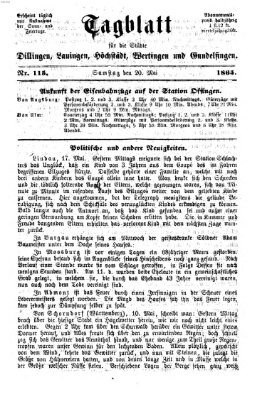 Tagblatt für die Städte Dillingen, Lauingen, Höchstädt, Wertingen und Gundelfingen Samstag 20. Mai 1865