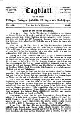 Tagblatt für die Städte Dillingen, Lauingen, Höchstädt, Wertingen und Gundelfingen Dienstag 5. September 1865