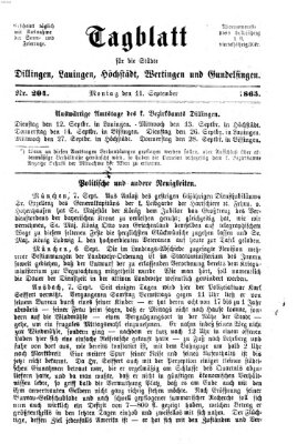 Tagblatt für die Städte Dillingen, Lauingen, Höchstädt, Wertingen und Gundelfingen Montag 11. September 1865