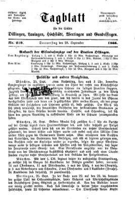 Tagblatt für die Städte Dillingen, Lauingen, Höchstädt, Wertingen und Gundelfingen Donnerstag 28. September 1865