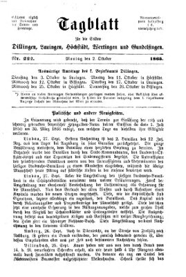 Tagblatt für die Städte Dillingen, Lauingen, Höchstädt, Wertingen und Gundelfingen Montag 2. Oktober 1865