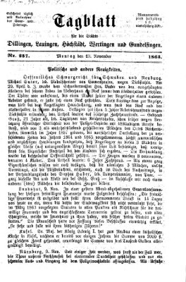 Tagblatt für die Städte Dillingen, Lauingen, Höchstädt, Wertingen und Gundelfingen Montag 13. November 1865