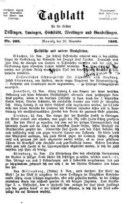 Tagblatt für die Städte Dillingen, Lauingen, Höchstädt, Wertingen und Gundelfingen Montag 20. November 1865