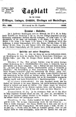 Tagblatt für die Städte Dillingen, Lauingen, Höchstädt, Wertingen und Gundelfingen Mittwoch 20. Dezember 1865