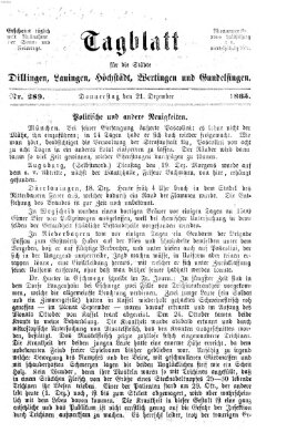 Tagblatt für die Städte Dillingen, Lauingen, Höchstädt, Wertingen und Gundelfingen Donnerstag 21. Dezember 1865