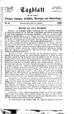 Tagblatt für die Städte Dillingen, Lauingen, Höchstädt, Wertingen und Gundelfingen Donnerstag 11. Januar 1866