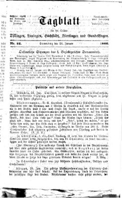 Tagblatt für die Städte Dillingen, Lauingen, Höchstädt, Wertingen und Gundelfingen Samstag 27. Januar 1866