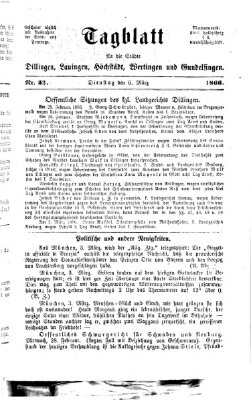 Tagblatt für die Städte Dillingen, Lauingen, Höchstädt, Wertingen und Gundelfingen Dienstag 6. März 1866