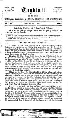 Tagblatt für die Städte Dillingen, Lauingen, Höchstädt, Wertingen und Gundelfingen Freitag 1. Juni 1866