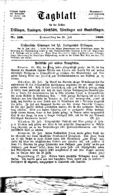 Tagblatt für die Städte Dillingen, Lauingen, Höchstädt, Wertingen und Gundelfingen Donnerstag 26. Juli 1866