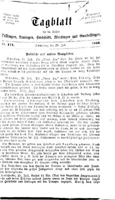 Tagblatt für die Städte Dillingen, Lauingen, Höchstädt, Wertingen und Gundelfingen Samstag 28. Juli 1866