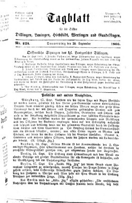 Tagblatt für die Städte Dillingen, Lauingen, Höchstädt, Wertingen und Gundelfingen Donnerstag 20. September 1866