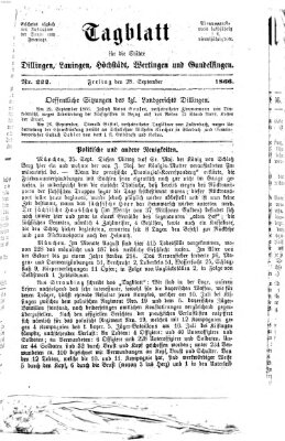 Tagblatt für die Städte Dillingen, Lauingen, Höchstädt, Wertingen und Gundelfingen Freitag 28. September 1866